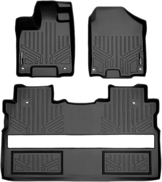 SMARTLINER Custom Fit Floor Mats 2 Row Liner Set Black Compatible with 2017-2024 Honda Ridgeline Crew Cab - All Models