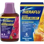 Theraflu Combo Nighttime Severe Cold Relief Syrup, Berry Flavor, 8.3 fl oz and Theraflu Daytime Severe Cold Relief Powder, Honey Lemon Flavor, 6 ct