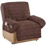 Diamond-Shape Quilted Stretch Recliner Cover with Storage Pockets and Elastic St