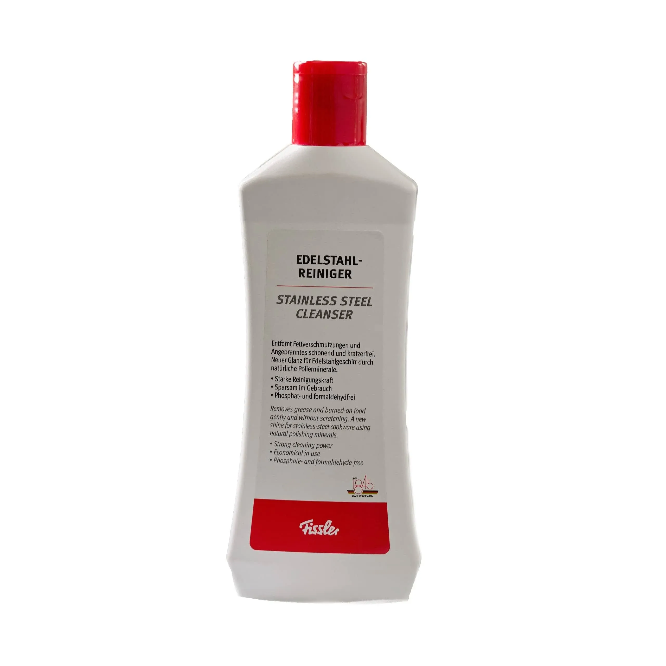 Fissler Stainless Steel Cleaner - Phosphate-Free, Biodegradable Cleanser for Scratch-Free Cleaning & Polishing