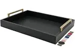 Montecito Decorative Coffee Table Tray - Serving Platter - Matte Finish - Champagne Gold Handles