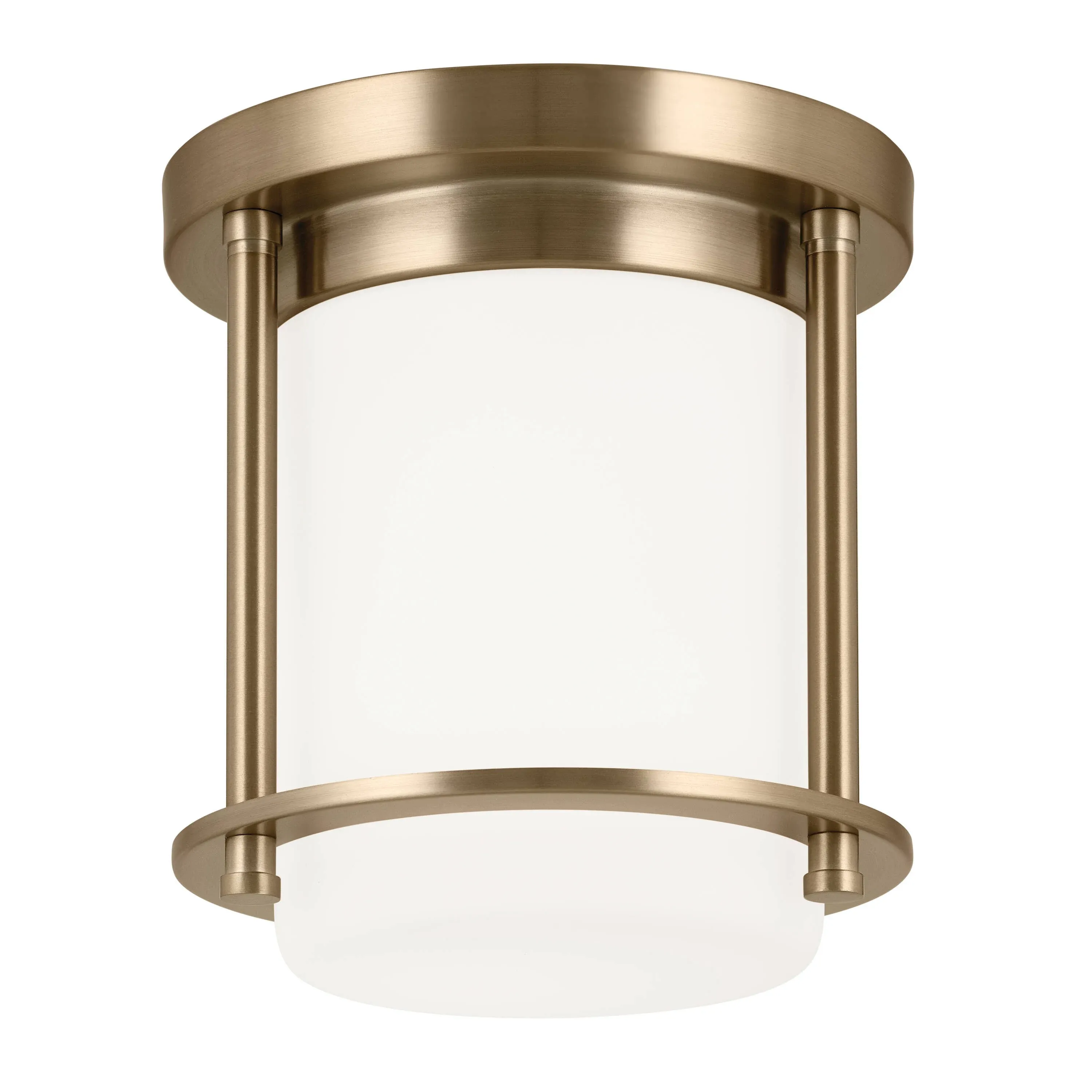 Kichler Brit 52596CPZ Flush Mount 1-Light 7.25˝ with Satin Etched Cased Opal Glass in Champagne Bronze