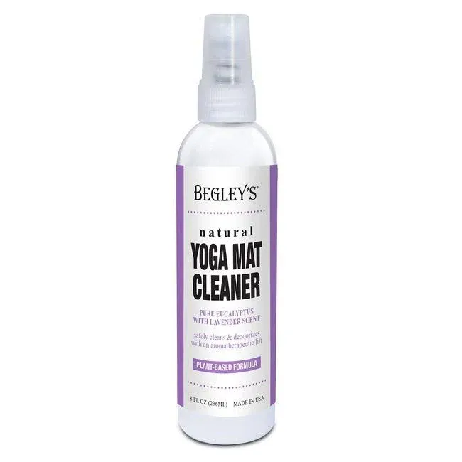 Begley's 100% Natural Yoga Mat Cleaner and Deodorizer Spray 8oz, Plant Based with Fragrant Essential Oils, Pure Eucalyptus & Lavender