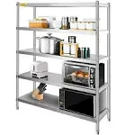 Stainless Steel Shelving 60x18.5 Inch 5 Tier Adjustable Shelf Storage Unit St...