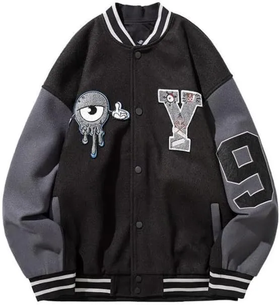 PAROSEN Varsity Jacket for Women Y2K unisex Bomber Baseball Uniform Graphic ...