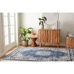 Home Dynamix Premium Sakarya Traditional Medallion Runner Area Rug, Ivory/Blue, 1'9"x7'2"