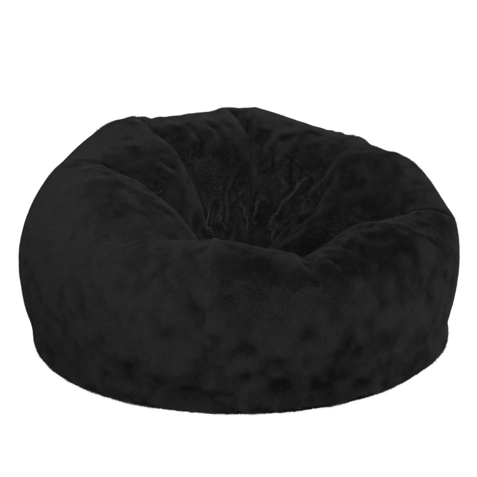 Flash Furniture Oversized Bean Bag Chair for Kids and Adults, Black Furry