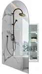 Arched Medicine Cabinets with Frameless Mirror, Wall Mounted Bathroom Medicine Cabinet, Bathroom Mirrored Cabinet with Storage, 24x36 Inches Vanity Mirrors with Storage Cabinet