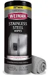 Weiman Stainless Steel Cleaning Wipes (Large Microfiber CLOTH) Non-Toxic Removes Fingerprints Residue Water Marks and Grease from Appliances - Works