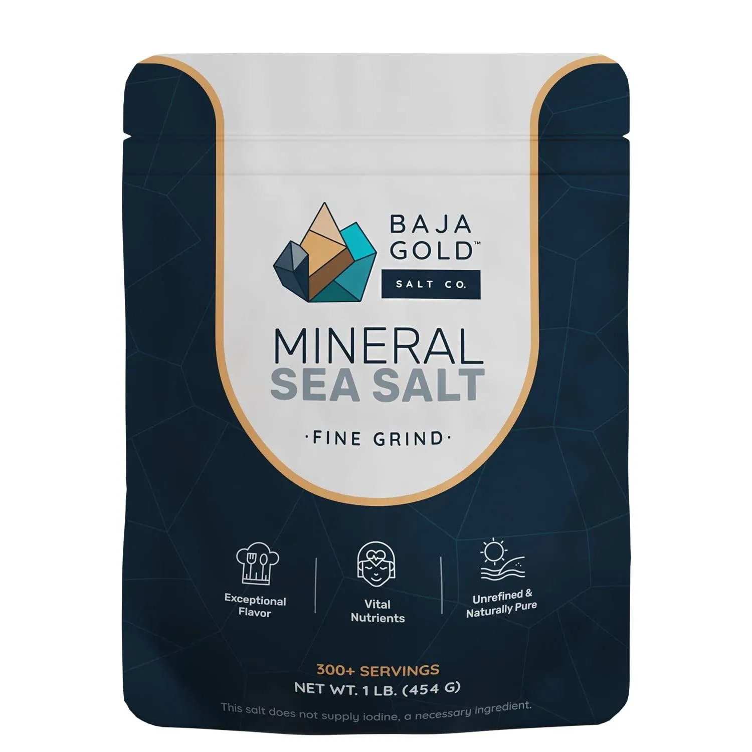 Baja Gold Mineral Sea Salt Natural Grain Crystals 1 Lb. Bag