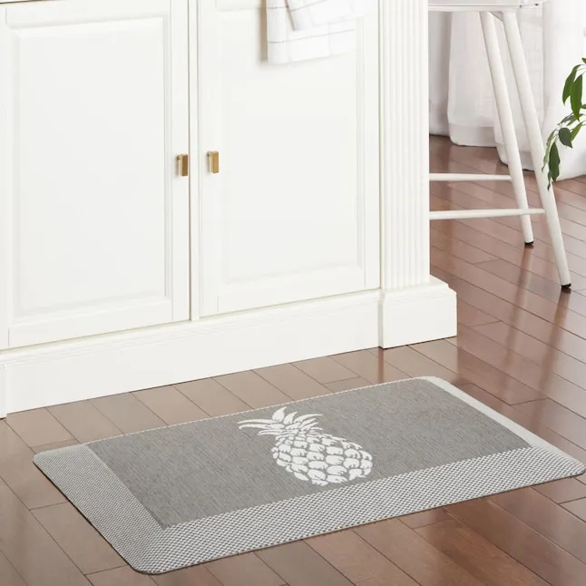 Martha Stewart Aloha Modern Pineapple Anti-Fatigue Air-Infused Kitchen Mat, Grey, 19.6"x32"