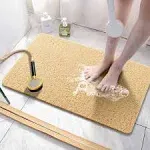 Asvin Soft Textured Bath, Shower, Tub Mat, 24x32 inch, Phthalate Free, Non Slip Comfort Bathtub Mats with Drain, PVC Loo