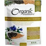 Organic Traditions Sprouted Chia & Flax Seed Powder 16 oz (454 g)