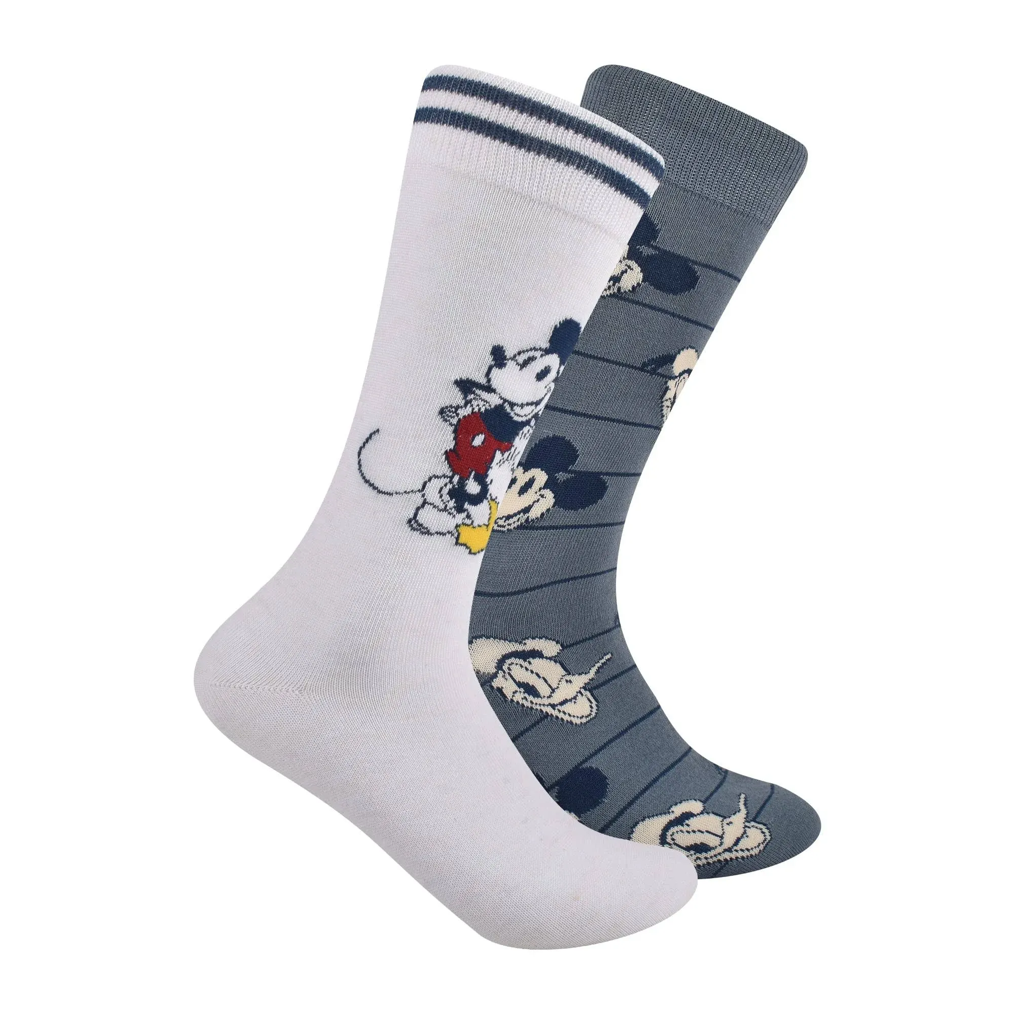 New Men's Disney Mickey Mouse & Donald Duck Crew Socks 2 Pairs