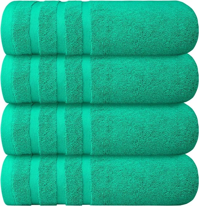 Infinitee Xclusives Premium Blue Bath Towels (4 Pack 27x54inches) 100% Cotton ...