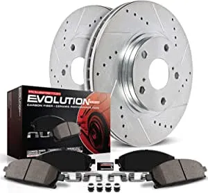 Power Stop K2071 Front Z23 Ceramic Brake Pad and Drilled/Slotte<wbr/>d Rotor Kit