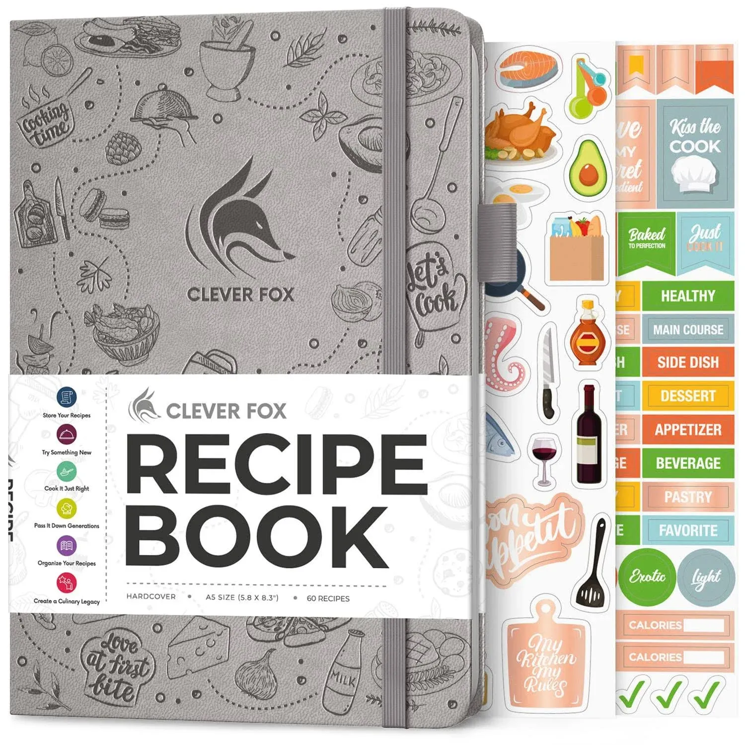 Clever Fox Recipe Book - Make Your Own Family Cookbook & Blank Recipe Notebook Organizer, Empty Cooking Journal to write in recipes, A5, stores 60 recipes, Dark Blue