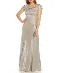 Adrianna Papell Women's Glitter Cowl Neck Draped Back A-Line Gown