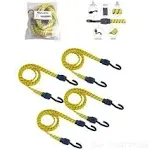 CARTMAN Ultra 48" Black/Yellow Flat Bungee Cord, 4pk x 48"