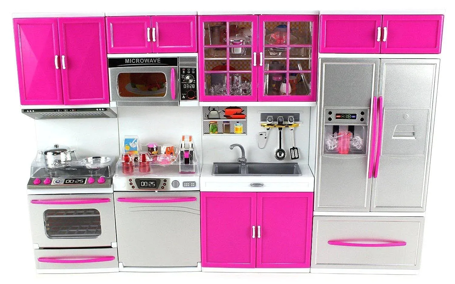 Doll Playsets My Modern Kitchen 32 Full Deluxe Kit with Lights and Sounds, 21 x 13.8 x 4 -Inches