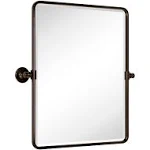 TEHOME Woodvale Rectangle Vertical Metal Wall Mirrors - 24" x 20" - Rubbed Bronze