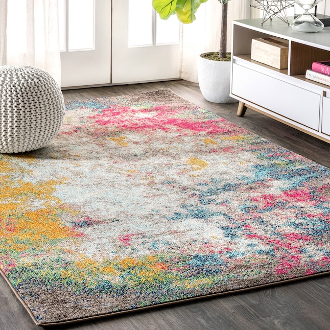 JONATHAN Y CTP107B-8 Contemporary POP Modern Abstract Multi/Yellow 8 ft. x 10 ft. Area-Rug, Bohemian, Easy-Cleaning, for Bedroom, Kitchen, Living Room, Non Shedding