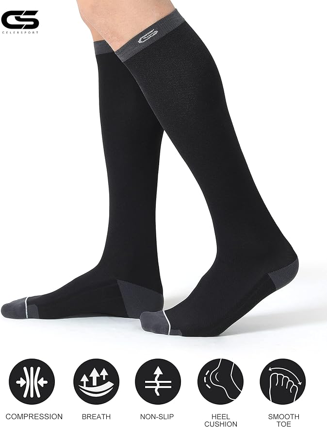 CS CELERSPORT 3 Pairs Compression Socks 20-30mmHg for Men Women Circulation Socks ...