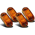 Partsam 4 Pcs 2.5inch Oval Amber Lens 2 Diode LED Trailer Truck Clearance Side Marker Light