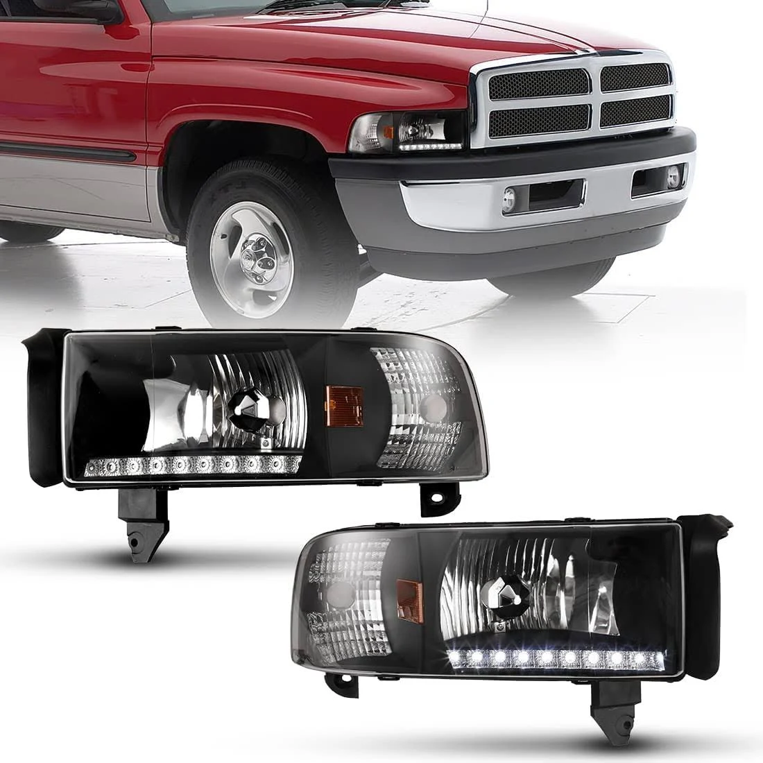 Nixon Offroad Headlights for Dodge Ram 1500 2500 3500 1994-2002 Head Lights ...