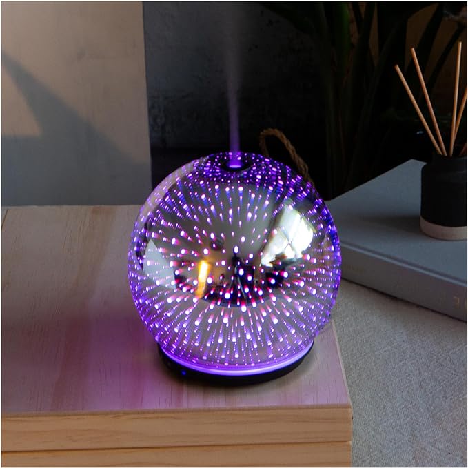 Essential Oil Diffuser - 3D Glass 200ml Galaxy Premium Ultrasonic Aromatherapy ...