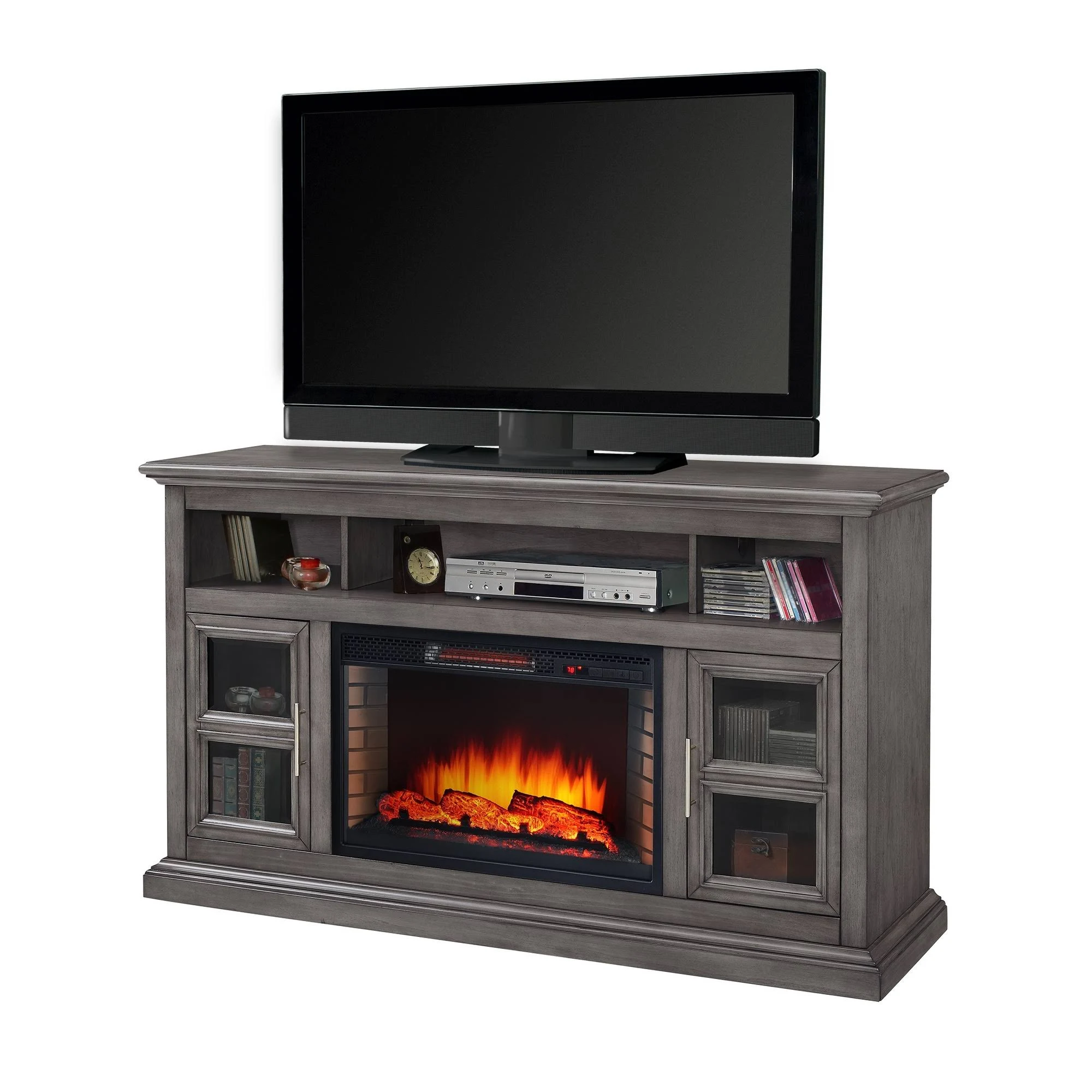 Muskoka Glendale Dark Weathered 58" Media Electric Fireplace-Grey