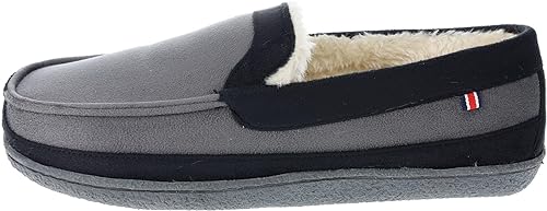 Izod Two-Tone Men's Slip-On Moccasin Slippers, Grey, Large