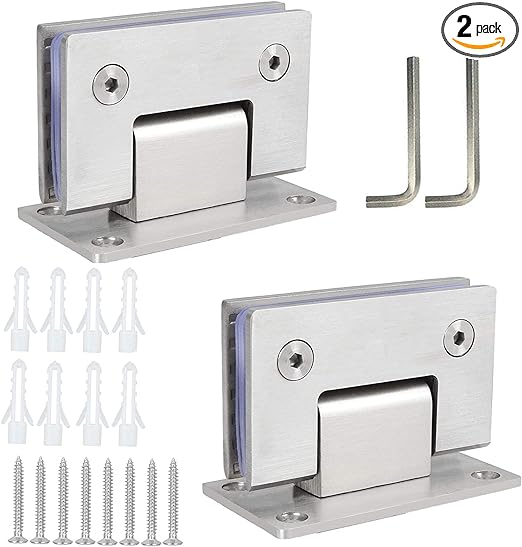 Acrux7 2Pcs Glass Shower Door Hinges 90 Degree Shower Door Hinge Heavy Duty Stainless Steel Frameless Shower Door Hinges for 8-12 mm(0.31-0.47 inch) Bathroom Glass Door Cupboard Showcase