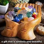 Curawood Carved Hands Offering Bowl Showcase Your Healing Stones Crystal Holder for Stones Key Bowl Crystal Storage Tray