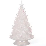 Milltown Merchants Pearl White Ceramic Christmas Tree - 15.5 inch Large, White Lights, Beige