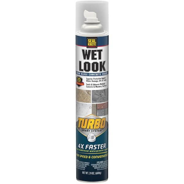 Seal-Krete 357925 Wet Look Turbo Concrete Sealer Spray, 24 oz, High Gloss Clear