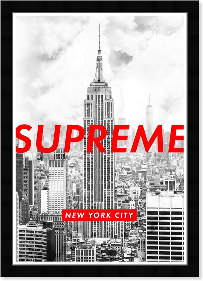 Wynwood Studio Skylines Wall Art Framed Prints 'Urban New York United States Cities Home Décor, Red, Gray, 33829_13x19_SUPERB_PS_NLC