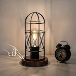 Touch Control Table Lamp, Industrial Bedside Lamp with 3 Way Dimmable Small Nightstand Lamp Vintage Metal Cage Table Lamp for Bedroom, Kitchen