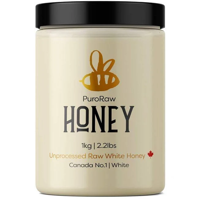 Raw Honey, 2.2 lb. White Honey, Raw Unfiltered Honey, Pure Honey, Natural Honey Raw Unfiltered, White Raw Honey from the Canadian Prairies. Kosher. 2.2 pounds. By PuroRaw.