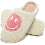 Kolege Retro Fuzzy Face Slippers for Women Men, Retro Soft Fluffy Warm Home Non-Slip Couple Style Casual Smiley Face Slippers Indoor ou