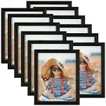 Picrit 8x10 Picture Frame Set of 12, Display 5x7 with Mat or 8x10 Without Mat, Photo Frames for Wall Mounting or Table Top Display, Black.