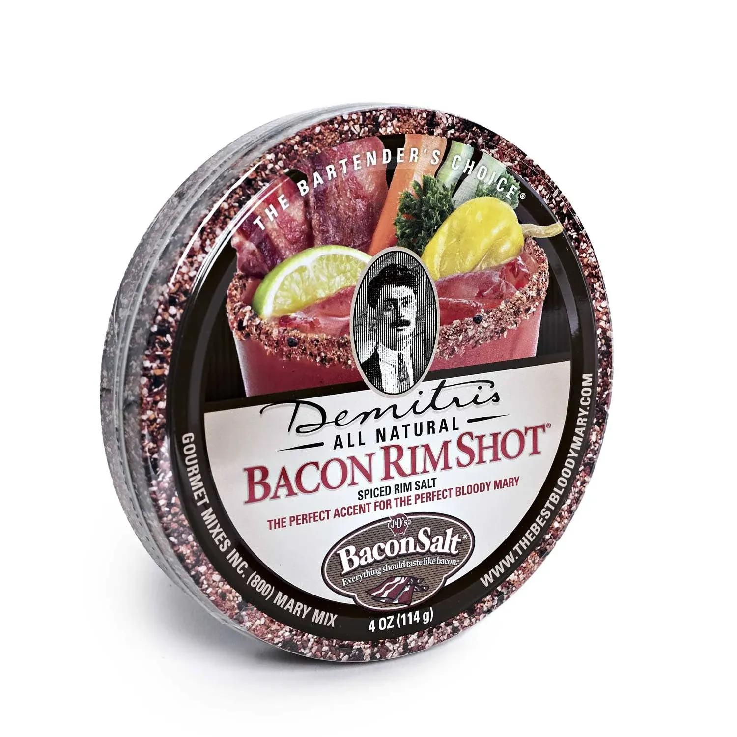 Demitri's Bacon RimShot, Spiced Rim Salt, 4 Ounce Tin