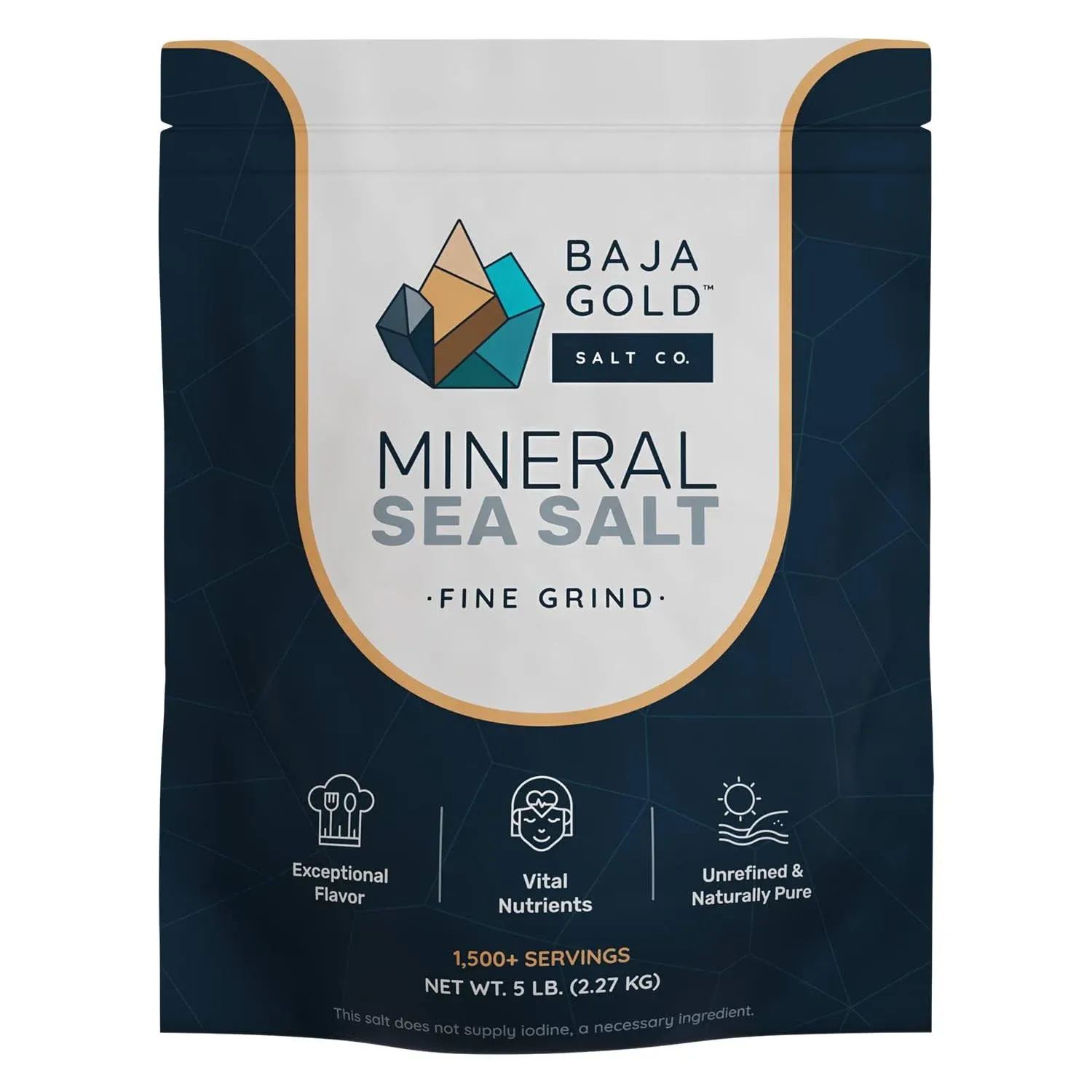 Baja Gold Mineral Sea Salt, Fine Grind, 5 Lb. Bag