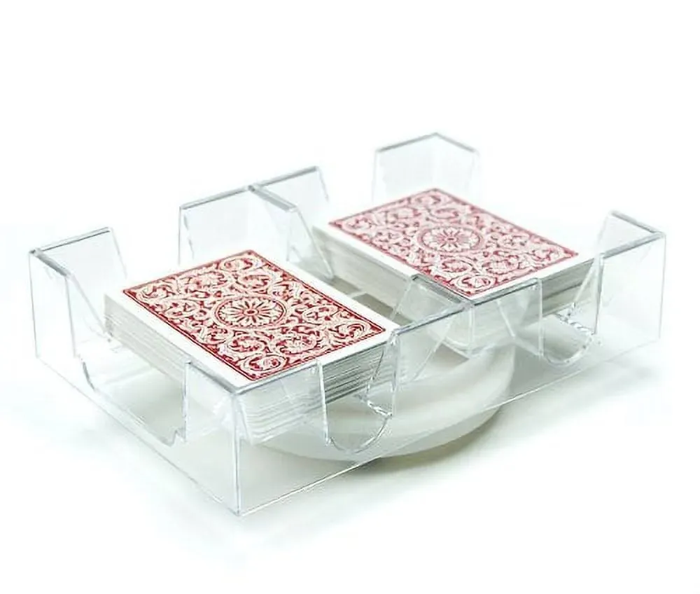 Brybelly Rotating Card Deck Tray | Standard Sized Playing Cards | Rotates in Any Direction | Clear | 2, 6 or 9 Deck Tray