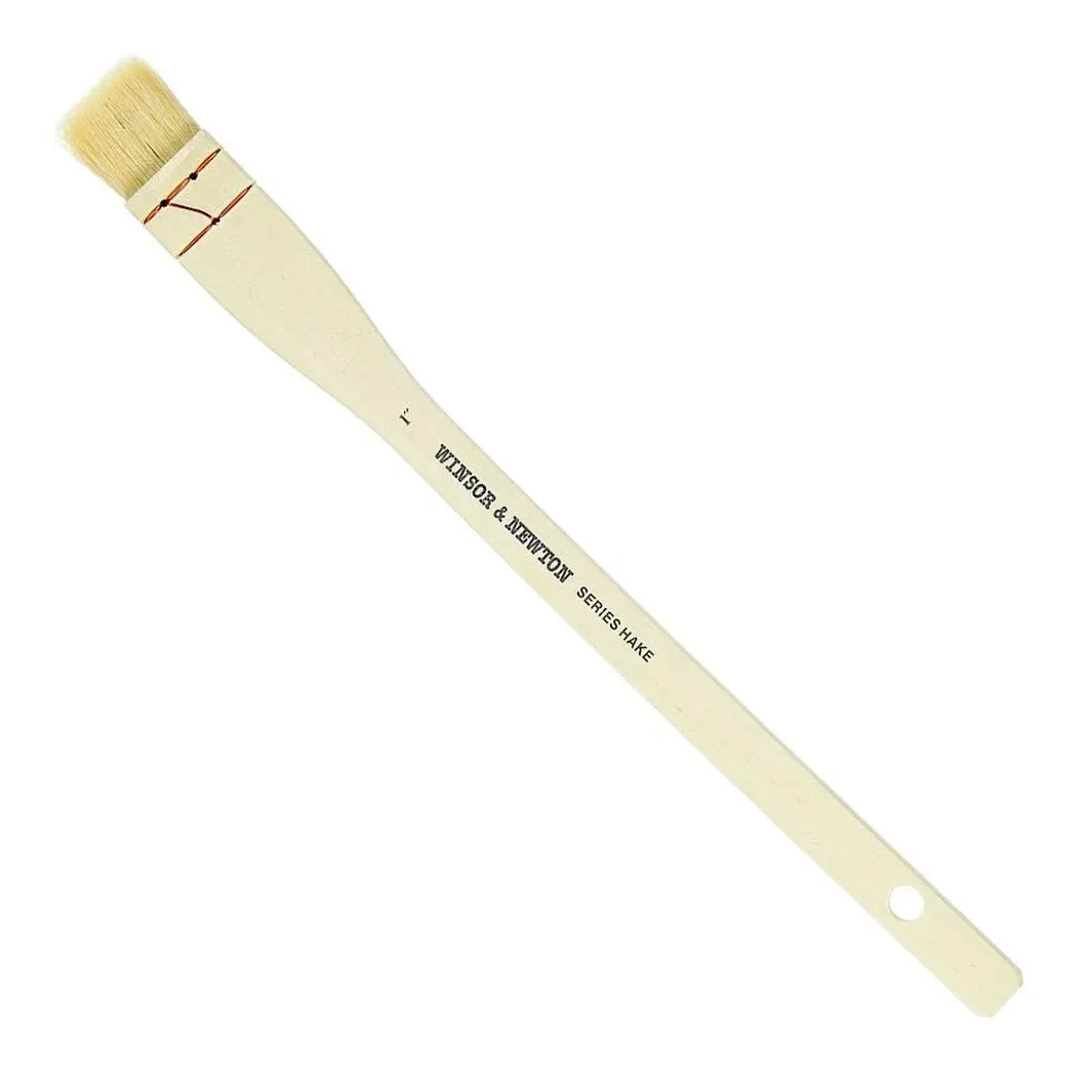 Winsor & Newton Hake Wide Flat Wood Handle Brush-1", 1", White