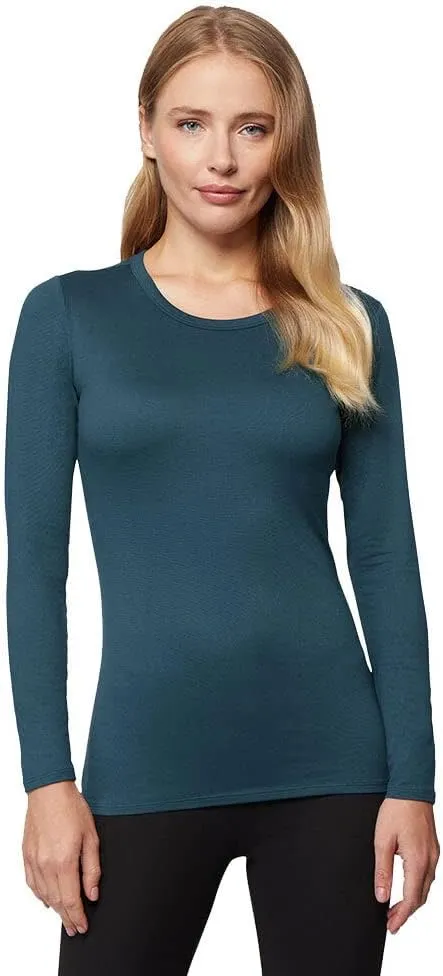 32 Degrees Women's Lightweight Baselayer Crew Top | Long Sleeve | Form Fitting | 4-Way Stretch | Thermal