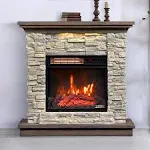 Duraflame 33" Stone Mantel Infrared Fireplace with Remote