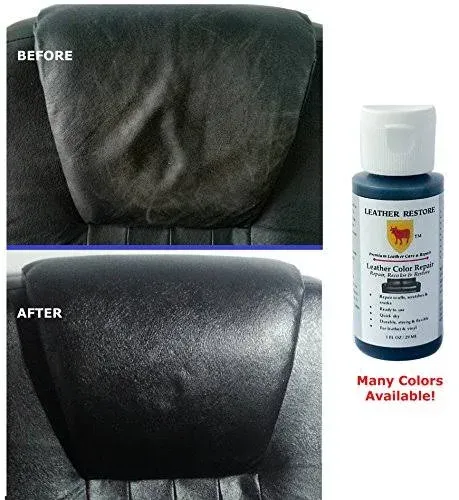 Leather Color Repair, Black 1 OZ - Repair, Recolor and Restore Couch, Furniture, Auto Interior, Car Seats, Vinyl and Shoes