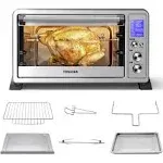 TOSHIBA AC25CEW-SS Large 6-Slice Convection Toaster Oven Countertop, 10-In-One with Toast, Pizza and Rotisserie