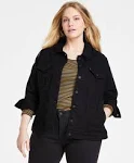 Levi's Women's Plus Size Original Trucker Jacket, Black, 3X, Cotton